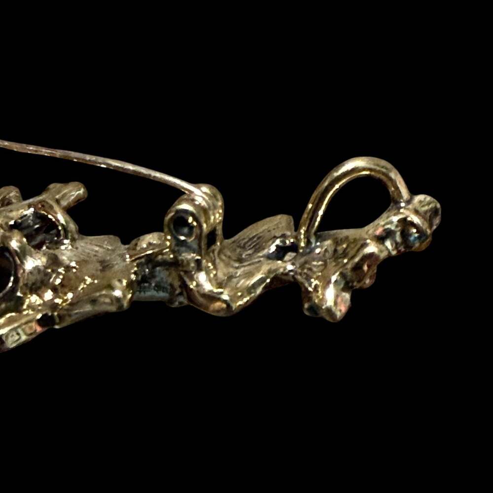 Leaf on Branch Multi-Colored Rhinestone Gold Tone Pendant Brooch - Picture 4 of 4